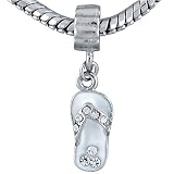 Pugster White Beach Sandal Dangle European Beads Bracelet