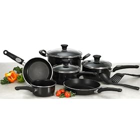 T-Fal Premier Collection Hard Enamel 11 Piece Cookware Set, Black
