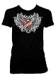 Love Hurts Womens T-shirt, Pierced Heart With Wings Women's Old School Tattoo Shirts