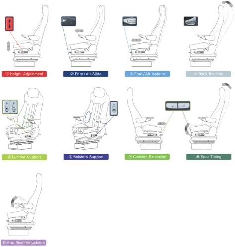 Prime Seating 300C Blue Grey Cloth Truck Seat Air Ride Adjustable Seat