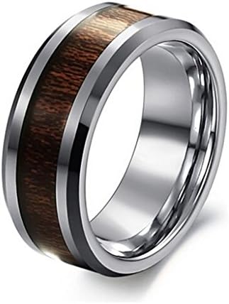 Men's Ring Inlaid Carbon Fiber Pure Tungsten Steel Finger Band 8mm Width