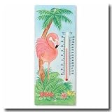 Pink Flamingo Handpainted Thermometer