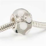 Murano Style Glass Lampwork Bead Fits Pandora Clear With White Dots 14mm (1)