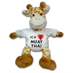 Giraffe Pl�schtier mit einem Pl�shtier mit Aufschrift Ich Liebe Muay Thai