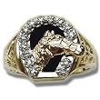 .16 CT DIAMOND HORSESHOE AND ONYX MENS RING