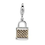Sterling Silver w/Gold-plate Fishing Basket w/Lobster Clasp Charm