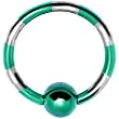 16 Gauge Green Silver Striped Titanium Captive Ring