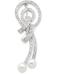 Sterling Silver CZ & Cultured Pearl Fancy Pin