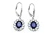 YFN Jewelry 925 Sterling Silver Snowflake Flower Blue Sapphire &White Cz Leverback Dangle Earring