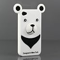 【全8色】iPhone 4 / 4S 専用 シリコンケース 熊 ベア ホワイト アイフォン4 /4S対応ソフトケースカバー Soft case for iPhone4S / 4　液晶保護フィルム　USB充電ケーブル付(7105-3)