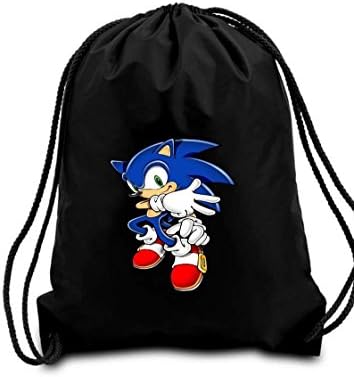 Black Sonic The Hedgehog drawstring school/PE/Gym/Kit bag