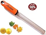 Acutos Premium Zester Grater With Cover - FREE Digital Cookbook Bonus($7 Value). LIFETIME 100% Satisfaction Guarantee. Durable, 18/8 Stainless Steel with Razor Sharp, Etched Blade - 100% Food-Grade High-Quality(FDA & LFGB-Certified). Excellent fine grater for cheese, chocolate & spices. Superior zester tool for lemons, limes & oranges. *LIMITED TIME Low Price Offer*