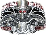 Mens RIDE FREE DIE FREE Punk Rock Metal Belt Buckle