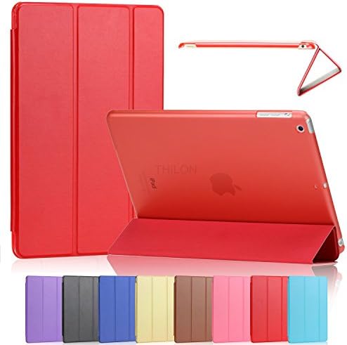 iPad Air Case, iPad Air Cover, Thilon TM Tri-fold iPad 5 Case, Ultra Slim and Light weight, Great Auto Wake up / Sleep smart function, iPad air leather case, High quality iPad Air Cover (Red)