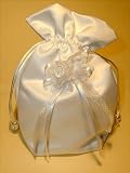 Brautbeutel Brauttäschchen Hochzeitstag Kommunion Satin weiß
