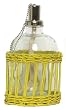 Hand Woven Lemon Yellow Painted Willow Basket with Wick Lantern 8.5"H 5"D Set / 2