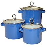 Calypso Basics 3-Piece Stockpot Set with Glass Lids, Azure