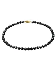 Japanese Black Akoya Cultured Pearl 7.0-7.5mm Necklace with 14K Gold Clasp 36 Inches