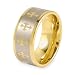 Gold Plated Polished Tungsten Carbide Band with Laser Cross Design (10.0mm) - Sizes 8 - 14