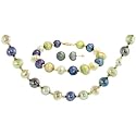 Cultured Multi Color Pearl 18" Necklace, 7" Bracelet & Stud Earrings Set, w/ 14k Gold Clasps & Bead Accent