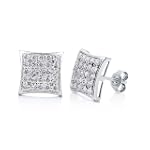 Sterling Silver 925 Cubic Zirconia CZ Square Shape Stud Earrings - For Valentines Day Gift $30.99
