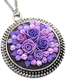 Floral Pendant - Cameo - Сameo pendant - Purple Roses - Roses - Flower bouquets