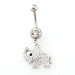 316L Steel Rhinestone Elephant Dangle...