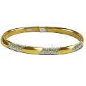 Bonded 14k Gold and Sterling Silver Diamond-Cut Polished Candy-Stripe Bracelet