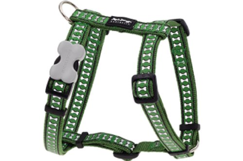 Red Dingo Reflective Dog Harness, Small, Green
