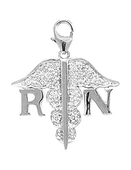 14K White Gold Diamond RN Charm