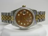 Pre-Owned Men's Rolex Datejust Stainless Steel 2-Tone Bronze Diaomond Dial And White Gold Diaomond Bezel
