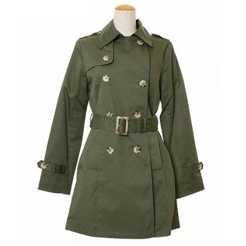 共布ベルト付 トレンチコート。春 春コート スプリングコート 春アウター ショート ロング カーキ レディース 女性