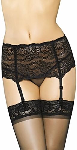 Mio Classic Lovely Rosie Black Floral Lace Suspender Belt