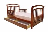Dream On Me Deluxe Sleigh Wood Toddler Bed with Drawer in Pecan