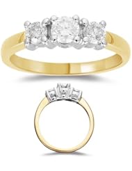 3/4 (0.71-0.80) Cts Diamond Three Stone Ring in 18K Yellow Gold