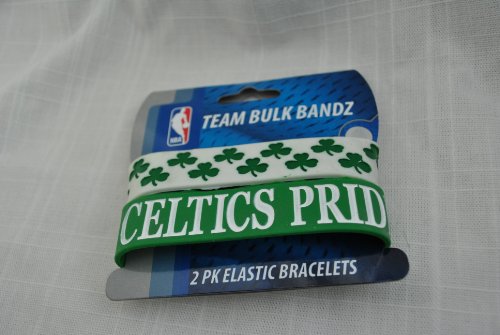 Boston Celtics Big Logo NBA extra wide Bulky Bandz Bracelet 2 pack *NEW*