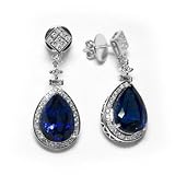 18K White Gold Tanzanite and Diamond Earrings