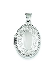 Sterling Silver Oval Locket Pendant Jewelry 28mm