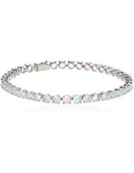 14k Gold Round Natural Opal Tennis Bracelet