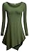 HIMONE Womens Long Sleeve Handkerchief Hemline Tunic Top