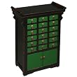 Handmade Asian Furniture - 18-Drawer 28" Black & Green Oriental Medicine Cabinet / Storage Cabinet