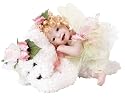 SOPHIA 14" Porcelain Fairy w/Bear Doll By Golden Keepsakes