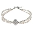 Handmade Multistrand White Pearl Bracelet With Antiqued Silver Beads