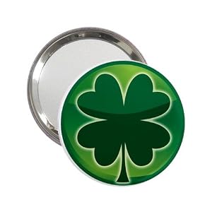 2.25 Inch Handbag Mirror of Green Shamrock (Celtic, Club, Gold, Irish, Ireland, Little, Charm,...