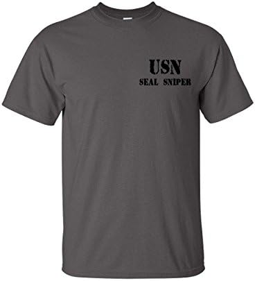 Jacted Up Tees Navy Seal Sniper Front and Back Men's T-Shirt -3XL Charcoal (1063)