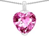 Original Star K(tm) 10mm Heart Shaped Created Pink Sapphire Pendant in .925 Sterling Silver