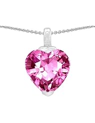Original Star K (tm) 10mm Heart Shape Created Pink Sapphire Pendant in .925 Sterling Silver