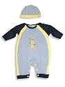 Beyond Basics Kids - Newborn Baby Boys Long Sleeved Coverall with Matching Cap, Yellow, Blue