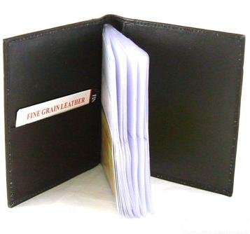 Genuine LEATHER Business or Credit Card Holder Wallet (Black)
