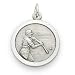 Sterling Silver 3/4 Round Baseball Medal with Cross on Back on 20 Chain